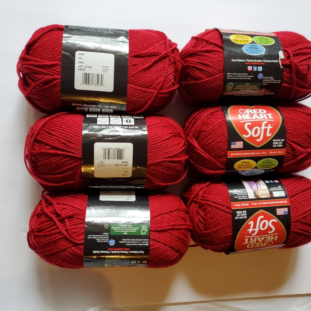 6 Skeins Red Heart Soft in Wine Color